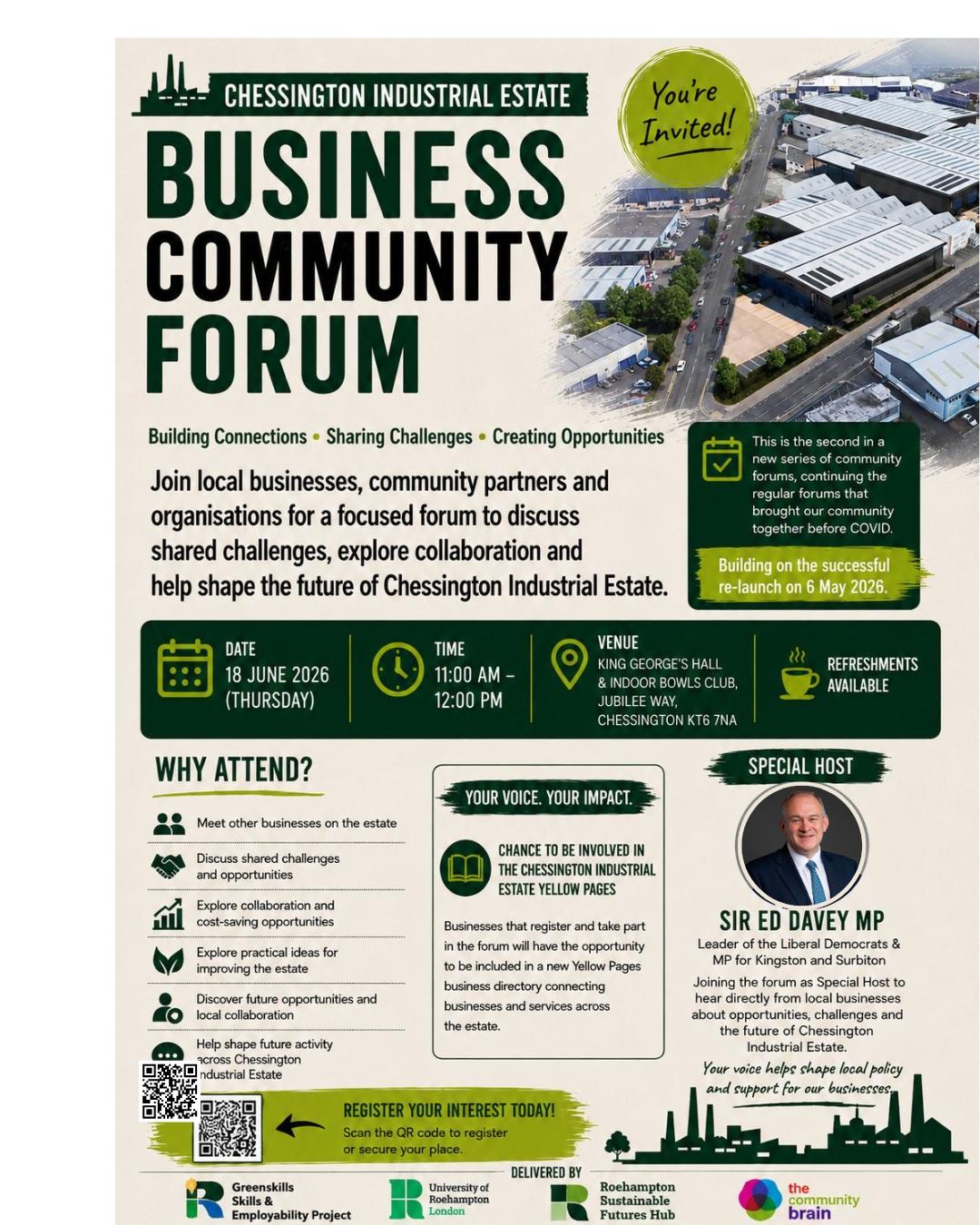 Chessington Industrial Estate Business Community Forum flyer